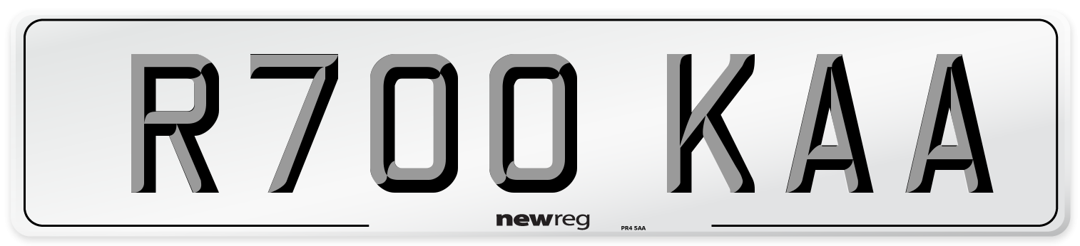 R700 KAA Number Plate from New Reg
